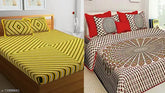 Striped superfine cotton bedsheets combo pack, ideal for summer. 160 thread count, double queen size, from Jaipuri, India